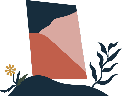 dandelion initiative illustration, a large imposing doorway with shapes through it