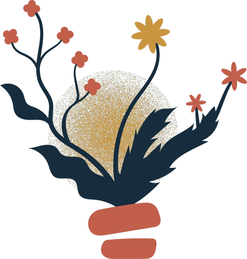 dandelion initiative illustration, flowers growing out of stone